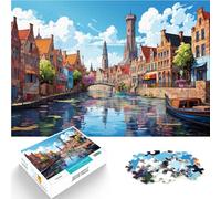 Puzzle 1000 pièces pour Adultes Bruges Jeu Stimulant Puzzles 26x38cm Décoration Murale Cadeaux d'anniversaire et de Noël Uniques pour Les 14 Ans