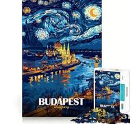 Puzzle 1000 pièces pour Adultes Budapest Hongrie Nuit étoilée Art Découpe Nette Jeu de Concentration Cadeau Jeu de Temps Libre Scène de Noël Art (38x26cm)
