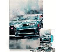 Puzzle 1000 pièces pour Adultes Bugatti Chiron Aquarelle Découpe précise Jeu de Concentration Cadeau Jeu de détente Scène de Noël Art (38x52cm)