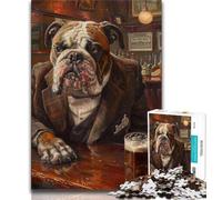 Puzzle 1000 pièces pour Adultes Bulldog Anglais Buvant, Anti-Stress, défi Difficile, idéal comme Cadeau pour Toute la Famille 75x50cm