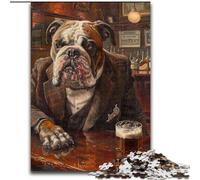 Puzzle 1000 pièces pour Adultes Bulldog Anglais Buvant Puzzle 1000 pièces pour Adolescents Groupe d'âge 14+, Décoration d'intérieur (Taille 26x38cm)