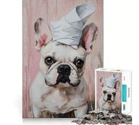 Puzzle 1000 pièces pour Adultes Bulldog Chic avec Bandana Coupe serrée Casse-tête Amusant Cadeau de Loisirs et de détente Décoration de Noël (38x52cm)