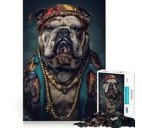 Puzzle 1000 pièces pour Adultes Bulldog El Jefe Fine Joint,Jeu de réflexion Amusant, pour Les fêtes (38x26cm)