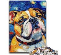 Puzzle 1000 pièces pour Adultes Bulldog Night Sky Jeu Familial Anti-Stress Défi Difficile Convient aux Couples 26x38cm