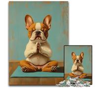 Puzzle 1000 pièces pour Adultes Bulldog Skateboard Puzzles en Bois Difficiles et stimulants, Superbes Cadeaux et Jouets pour Les 14 Ans 50x75cm