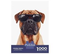 Puzzle 1000 Pièces Pour Adultes Bullmastiff Dog with Sunglasses Puzzles Pour Adultes Analyse Et Logique Liste De Souhaits Avec Le Père Noël Cadeaux Uniques Pour Un Anniversaire Et Noël 38x26cm/1000pcs