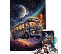 Puzzle 1000 pièces pour Adultes Bus Spatial psychédélique Jeu Familial pour Adultes Idéal pour Un Anniversaire ou Noël (Dimensions 38x52cm)