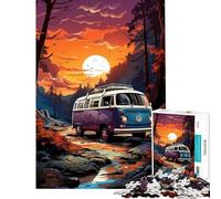 Puzzle 1000 pièces pour Adultes Bus VW rétro Parcours en Montagne Jeu Difficile et Stimulant pour se détendre et soulager Le Stress Convient aux 14 Ans et Plus (38x52cm)