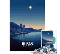 Puzzle 1000 pièces pour Adultes Busan Corée du Sud Paysage Urbain Nocturne Jeu Impossible Jouet addictif pour cultiver la Patience Cadeau d'anniversaire pour s'amuser en Famille (Taille 38x52cm)