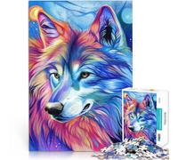 Puzzle 1000 pièces pour Adultes Buste de Loup Arc-en-Ciel II Jouets Jeux éducatifs Soulagement du Stress Jeu de défi Unique 38x26cm