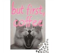 Puzzle 1000 pièces pour Adultes, But First, Coffee Cat