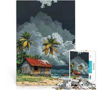 Puzzle 1000 pièces pour Adultes Cabane Tropicale sous Les Nuages d'orage Jeux éducatifs Car C'est Un pour Toute la Famille 50x70cm