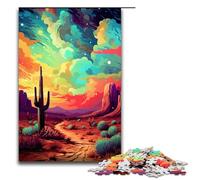 Puzzle 1000 pièces pour Adultes Cactus dans Le désert entouré d'éclaboussures Lots Puzzle Hands on Game 75x50cm