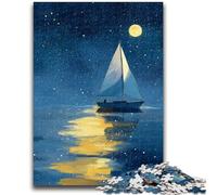 Puzzle 1000 pièces pour Adultes, Cadeau : Bateau naviguant sous Le Ciel étoilé Un Jeu éducatif Amusant et Humoristique pour Un Anniversaire 50x75cm