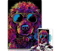 Puzzle 1000 pièces pour Adultes, Cadeau Caniche DJ, Puzzle néon pour Adultes, Jouet éducatif, Jeux familiaux Amusants, décoration d'intérieur Unique (Taille 38x26cm)