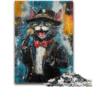 Puzzle 1000 pièces pour Adultes, Cadeau Chat Chantant, Anti-Stress, Vacances à la Maison, Tue Le Temps, avec Affiche et fiche de Questions Assorties, 50x75cm