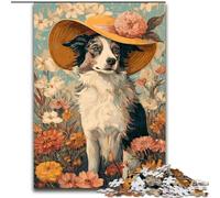 Puzzle 1000 pièces pour Adultes, Cadeau : Chien Cowgirl dans Les Fleurs Sauvages, Jeu Familial, décoration intérieure Unique et Cadeaux pour Les 14 Ans et Plus (Taille 26x38cm)