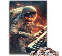 Puzzle 1000 pièces pour Adultes, Cadeau d'astronaute Jouant du Piano Un Jeu éducatif Difficile à réaliser, mais Amusant et Humoristique pour Un Anniversaire (50x75cm)