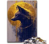Puzzle 1000 pièces pour Adultes, Cadeau Golden Wolf Fox, 1000 pièces pour Adultes, Parfait pour Les soirées Jeux, Jouet coloré pour la Maison (50x75cm)