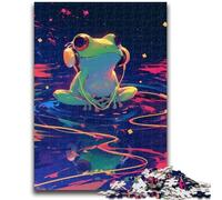 Puzzle 1000 pièces pour Adultes, Cadeau Grenouille écoutant de la Musique, Difficile à compléter mais Amusant et Humoristique, Jeu éducatif pour Anniversaire 26x38cm
