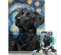 Puzzle 1000 pièces pour Adultes, Cadeau Labrador sous Le Ciel Nocturne, pour Jeu éducatif, défi, Collection d'artistes, Beaux-Arts (38x26cm)