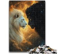 Puzzle 1000 pièces pour Adultes, Cadeau Lion Noir et Blanc, Difficile à compléter, mais Amusant et Humoristique, Jeu éducatif pour Anniversaire 50x75cm