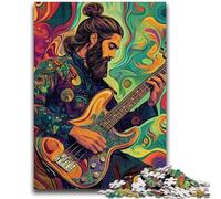 Puzzle 1000 pièces pour Adultes, Cadeau pour Jouer de la Guitare, Anti-Stress, Vacances à la Maison, Tuer Le Temps, avec Affiche et fiche de Questions Assorties, 26x38cm