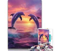 Puzzle 1000 pièces pour Adultes, Cadeau, Puzzle Couple de Dauphins, Jouets de Jeu, Chaque pièce est Unique - Jeu Familial Stimulant et Amusant 26x38cm