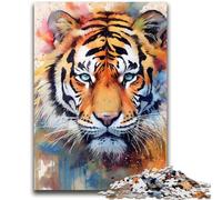 Puzzle 1000 pièces pour Adultes, Cadeau, Tigre Aquarelle, Jouet éducatif, idéal comme Cadeau pour Toute la Famille, 26x38cm