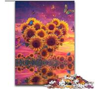 Puzzle 1000 pièces pour Adultes, Cadeau Tournesol en Forme de cœur, Anti-Stress avec pièces entièrement emboîtables de Formes aléatoires, pour Les Enfants de 14 Ans et Plus, 26x38cm