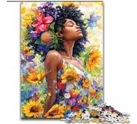 Puzzle 1000 pièces pour Adultes, Cadeau Tournesol Femme Africaine, Jouet éducatif idéal comme Cadeau pour Toute la Famille, de 14 Ans et Plus (Taille 26x38cm)