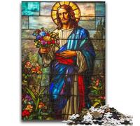 Puzzle 1000 pièces pour Adultes, Cadeaux, Art de Jésus, Anti-Stress, Vacances à la Maison, Tuer Le Temps, avec Affiche Assortie et Feuille de Questions 50x75cm
