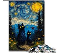 Puzzle 1000 pièces pour Adultes, Cadeaux, Art du Chat Noir, Jouets éducatifs, Jeux familiaux, Anniversaires et Cadeaux Uniques (Taille 50x75cm)
