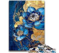 Puzzle 1000 pièces pour Adultes, Cadeaux, Art Floral Violet et Bleu Sarcelle, Anti-Stress, Vacances à la Maison, tuez Le Temps avec Affiche Assortie et Feuille de Questions 26x38cm