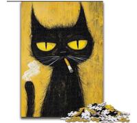 Puzzle 1000 pièces pour Adultes, Cadeaux artistiques, Chat Noir Abstrait, pour Les 14 Ans et Plus, Jeu intellectuel, Cadeaux de Noël et d'anniversaire (Taille 26x38cm)