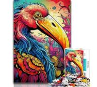 Puzzle 1000 pièces pour Adultes, Cadeaux artistiques, Flamant Rose psychédélique, Jouets éducatifs, activités Amusantes à la Maison, Cadeau d'anniversaire, Cadeaux de Voyage 38x26cm