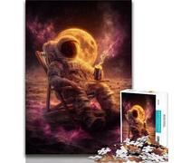 Puzzle 1000 pièces pour Adultes, Cadeaux, Astronaute Assis sur la Lune, pour Jeu éducatif, défi, Collection d'artistes, Beaux-Arts (38x26cm)