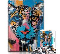 Puzzle 1000 pièces pour Adultes, Cadeaux Basquiat Léopard, Jouets éducatifs et éducatifs, Jeux familiaux, Convient pour la décoration de Bureau 50x75cm