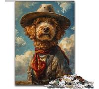 Puzzle 1000 pièces pour Adultes, Cadeaux, Caniche Cowboy, Aide Le Cerveau à exercer, Jouets addictifs pour cultiver la Patience, décoration Parfaite, 26x38cm