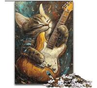 Puzzle 1000 pièces pour Adultes, Cadeaux, Chat Jouant de la Guitare, Jouets éducatifs, Jeux familiaux, Anniversaires et Cadeaux Uniques (Taille 50x75cm)