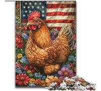 Puzzle 1000 pièces pour Adultes, Cadeaux, Coq Drapeau américain, Jouet éducatif et décompressant, Cadeaux du Père Noël Secret, 26x38cm