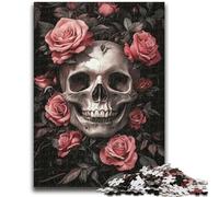 Puzzle 1000 pièces pour Adultes, Cadeaux, crâne, Rose, Convient aux 14 Ans et Plus, Convient aux Couples, Cadeaux pour Les Amis et la Famille, 26x38cm