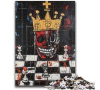 Puzzle 1000 pièces pour Adultes, Cadeaux, crâne Style Basquiat, Anti-Stress, séjour, Tuer Le Temps, liste de souhaits avec Le Père Noël 38x26cm