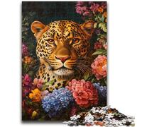 Puzzle 1000 pièces pour Adultes, Cadeaux, Fleurs et léopard, Anti-Stress, Vacances à la Maison, tuez Le Temps avec Affiche Assortie et Feuille de Questions 26x38cm