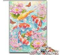 Puzzle 1000 pièces pour Adultes, Cadeaux, Fleurs, koï, pour Les 14 Ans et Plus, Jeu intellectuel, Cadeaux de Noël et d'anniversaire (Taille 50x75cm)