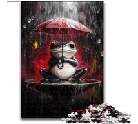 Puzzle 1000 pièces pour Adultes, Cadeaux, Grenouille avec Parapluie, Anti-Stress, défi Difficile, renforce l'amour Entre Couples, 26x38cm