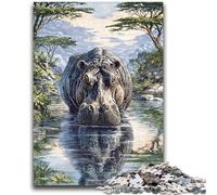 Puzzle 1000 pièces pour Adultes Cadeaux Hippo de la Jungle Convient aux 14 Ans et Plus Convient aux Couples Cadeaux pour Les Amis et la Famille 50x75cm
