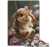 Puzzle 1000 pièces pour Adultes, Cadeaux Lapins et Fleurs, pour Les Enfants de 14 Ans et Plus, Jouets de Jeu, idéal comme Cadeau pour Toute la Famille, 50x75cm