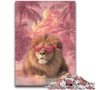 Puzzle 1000 pièces pour Adultes, Cadeaux, Lion Portant des Lunettes, Jouets de Divertissement Familial, Jeu éducatif pour Anniversaire, Noël, à partir de 14 Ans, 38x26cm