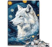 Puzzle 1000 pièces pour Adultes, Cadeaux, Loup sous Le Ciel Nocturne, Jeux éducatifs, décoration de la Maison, Jeu éducatif pour Anniversaire, Noël 26x38cm